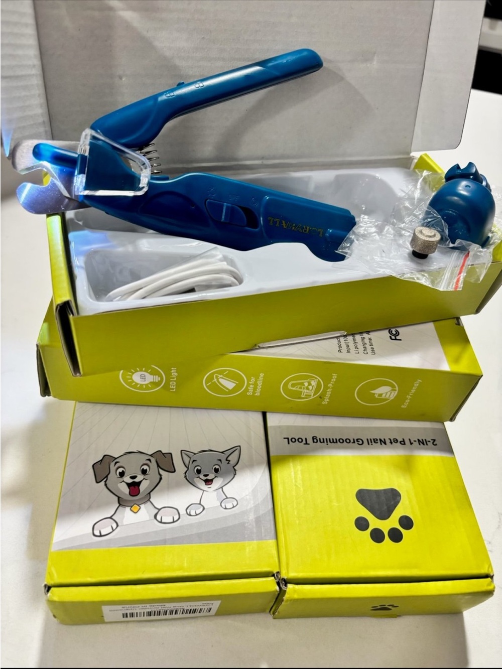 Blue Pet Nail Grinder and Clipper Grooming Tool ! LED LIGHT